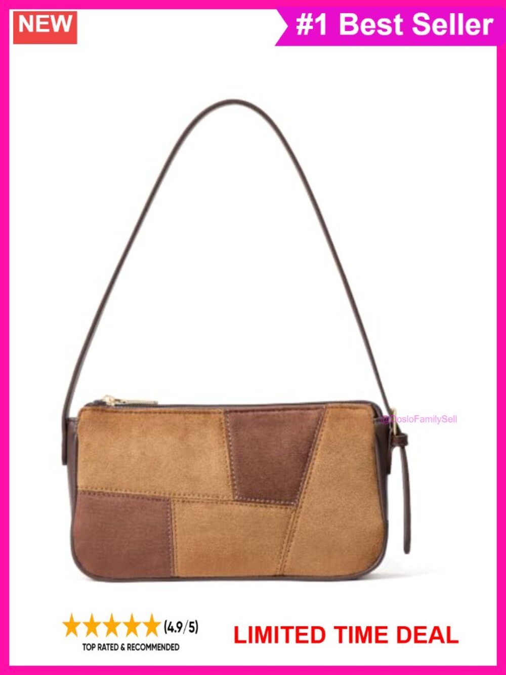 Suede Patchwork Y2K Small Shoulder Bag Lightweight Purse